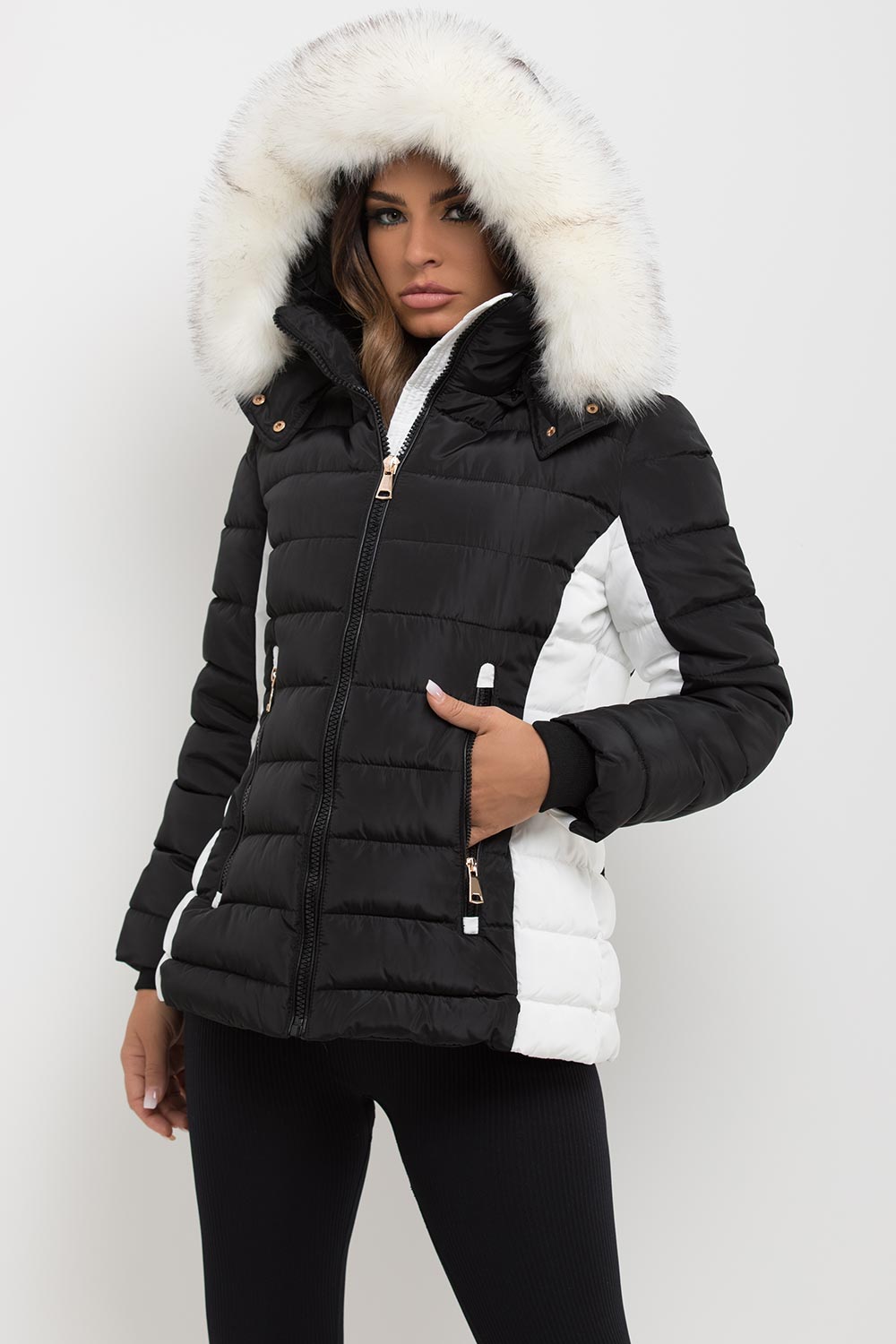Nayelis | Women’s padded puffer jacket with detachable faux fur hood