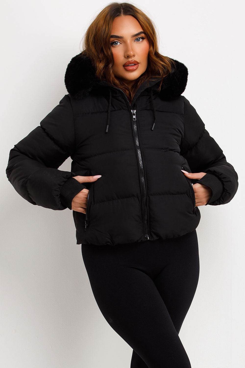 Audrina | Women’s puffer jacket with faux fur hood