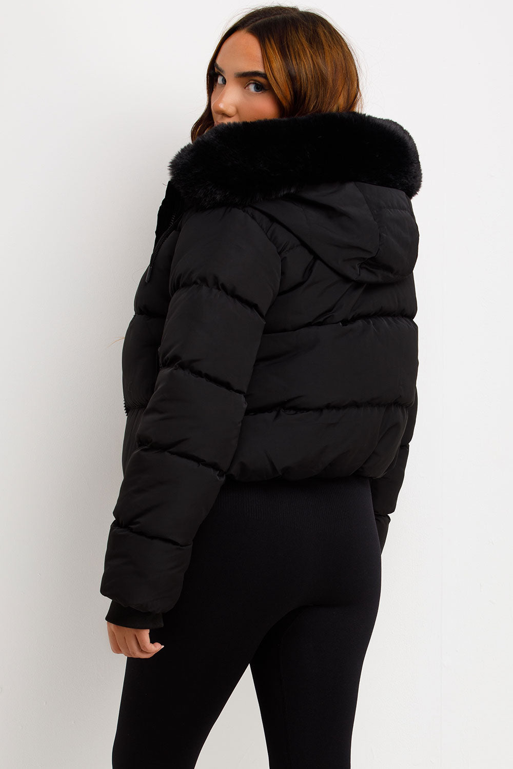 Audrina | Women’s puffer jacket with faux fur hood