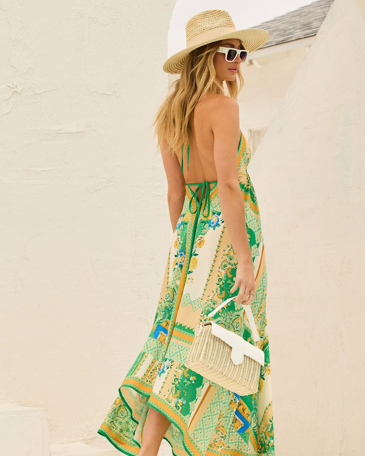 Layla | Boho print summer dress with handkerchief hem