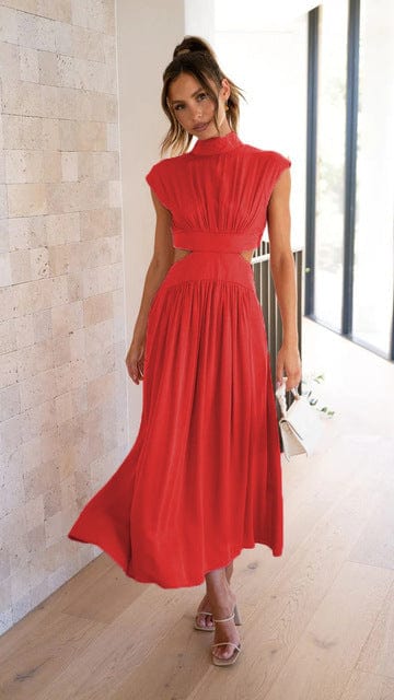 Elina | Women's midi dress with cut-outs and high collar