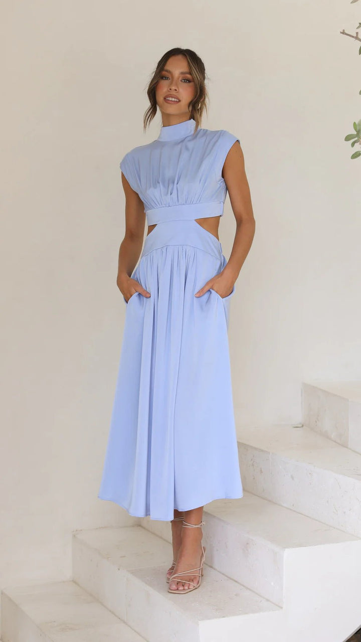 Elina | Women's midi dress with cut-outs and high collar