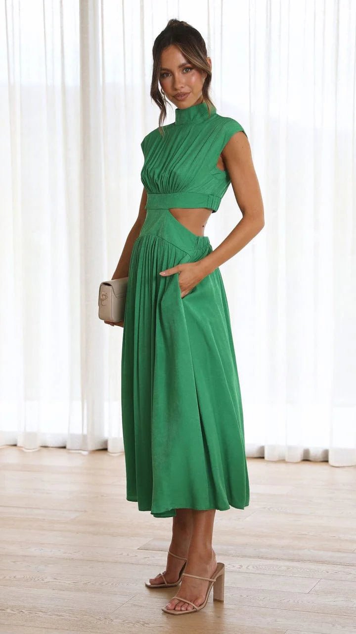 Elina | Women's midi dress with cut-outs and high collar