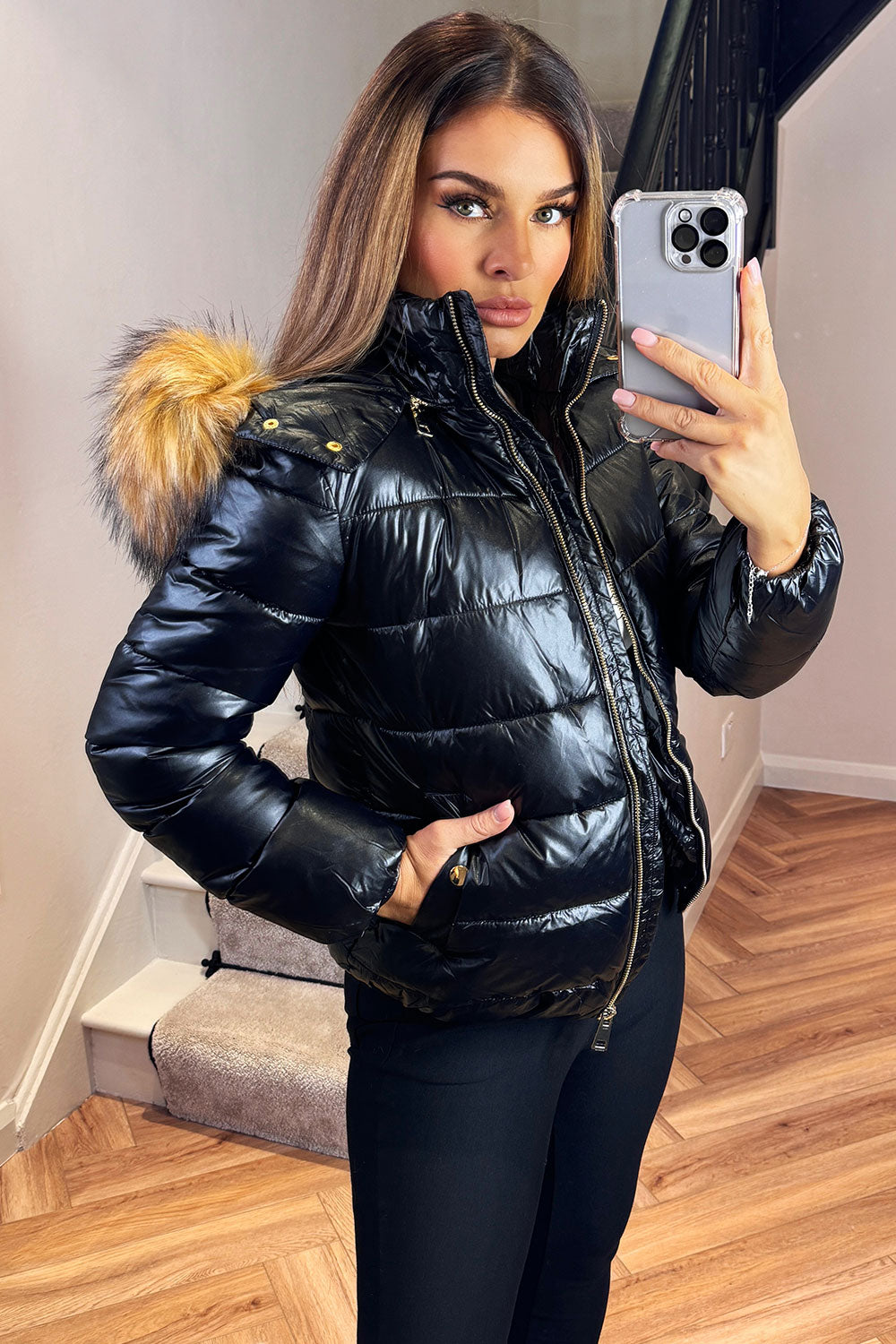 Emmy | Women’s faux fur hood padded puffer jacket
