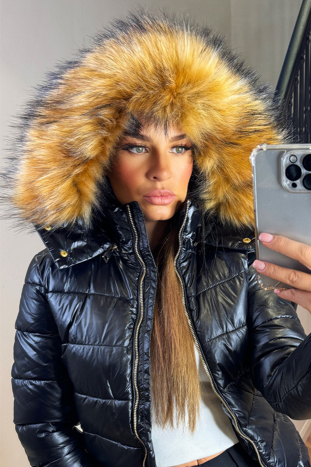 Emmy | Women’s faux fur hood padded puffer jacket