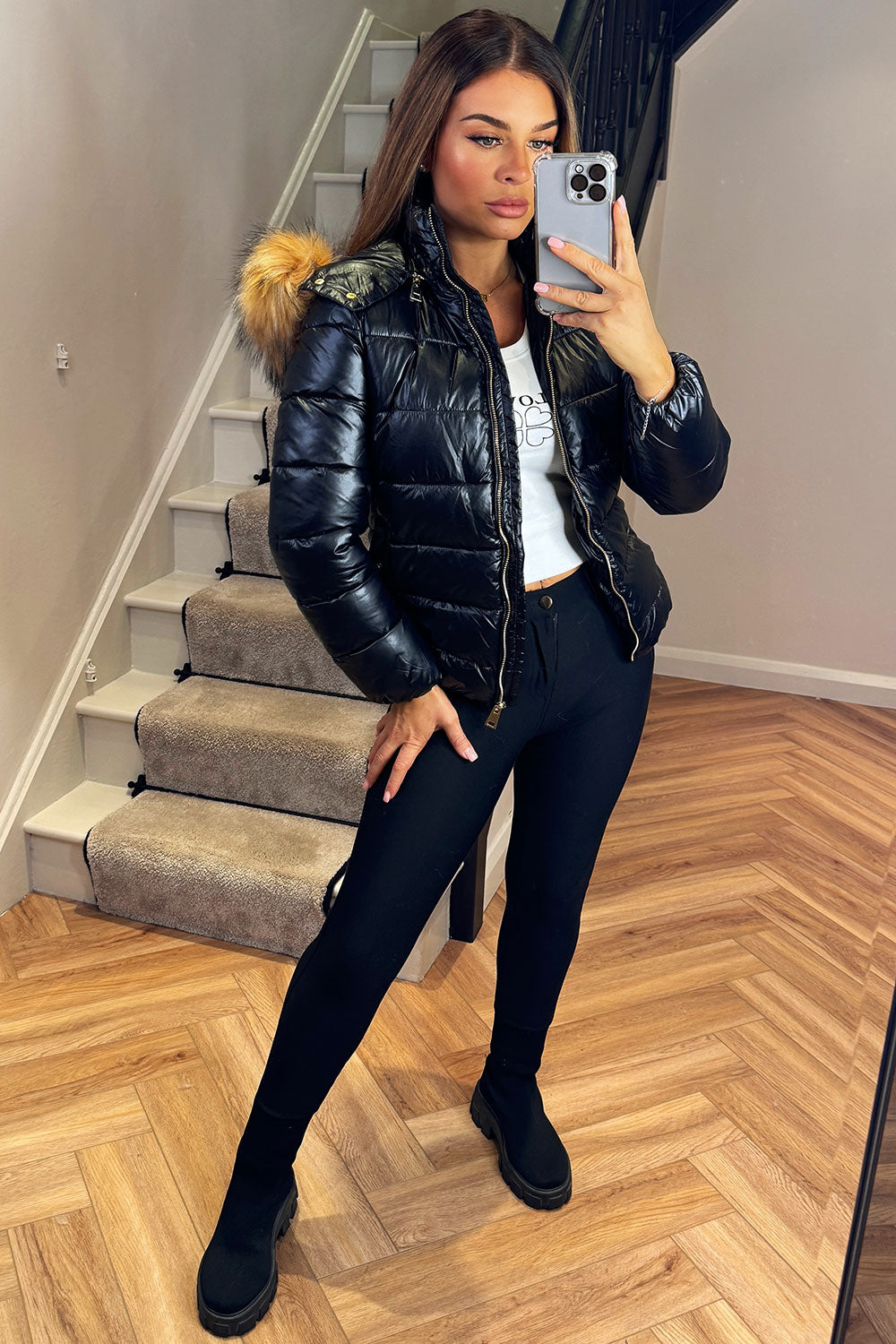 Emmy | Women’s faux fur hood padded puffer jacket