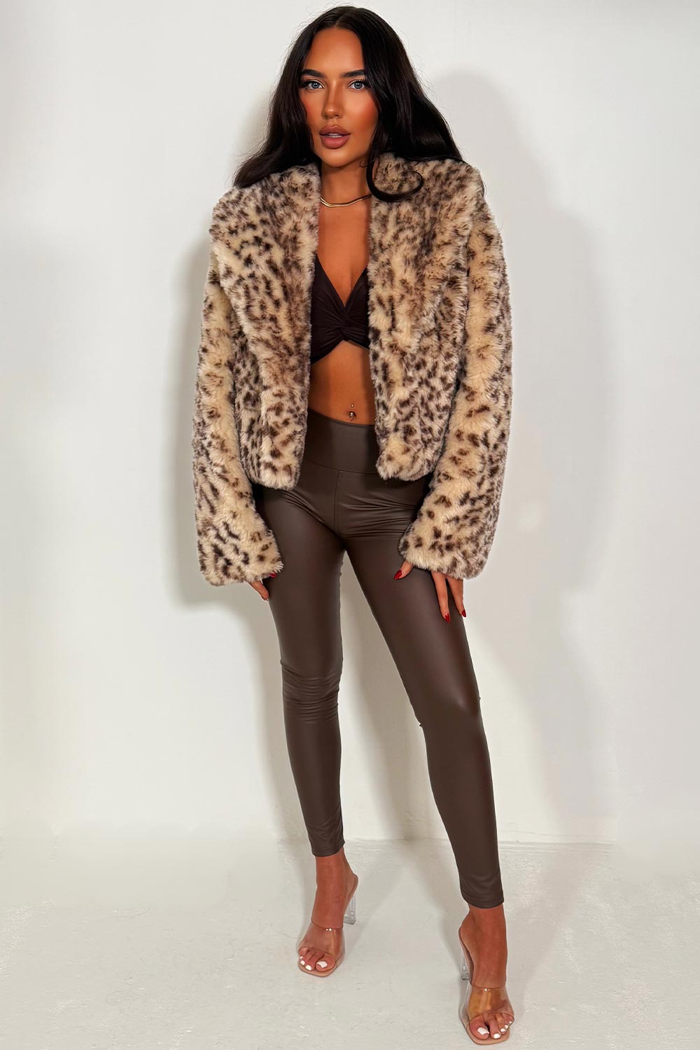 Azariah | Women’s cropped faux fur jacket with collar