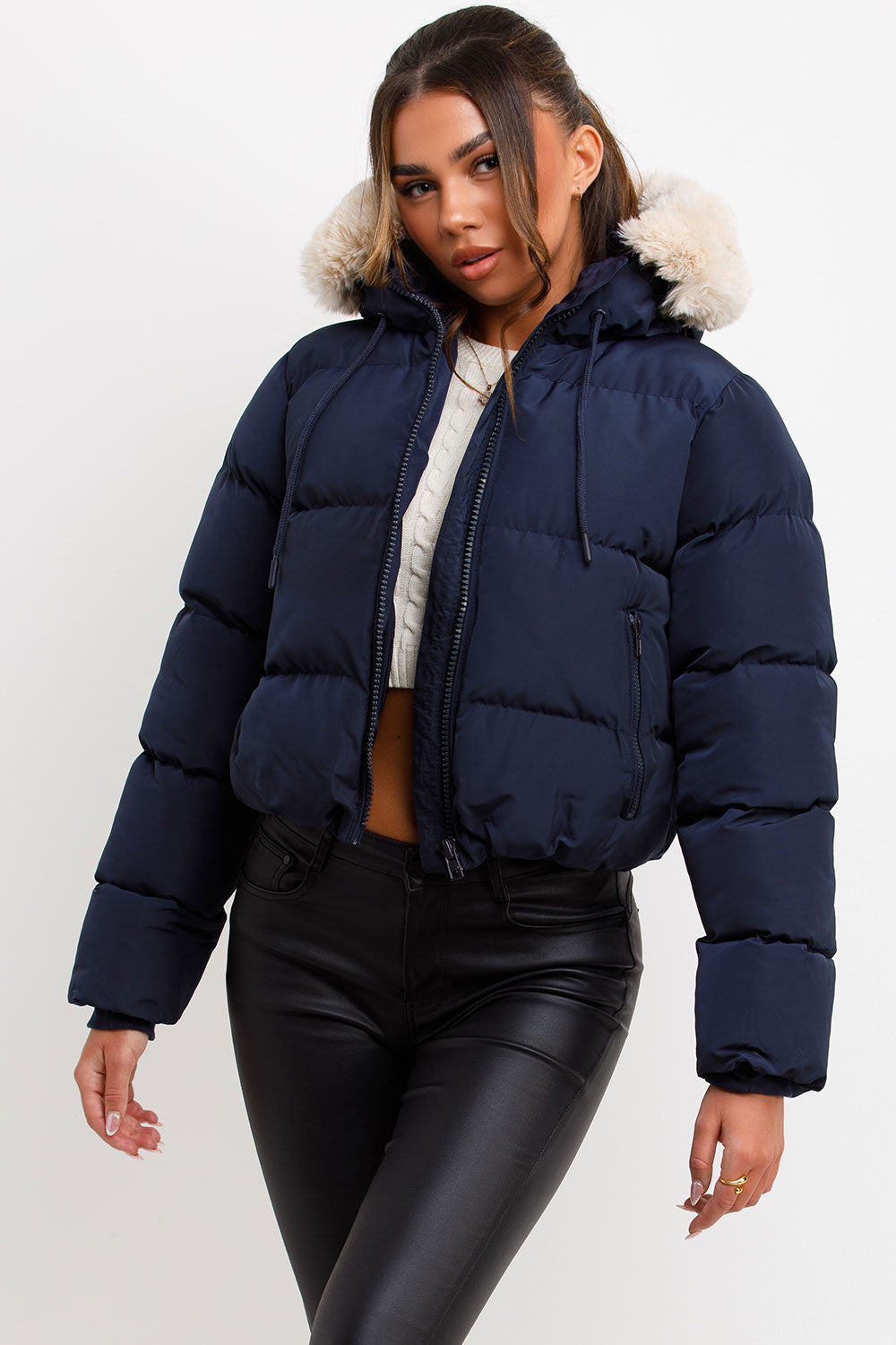 Nadia | Women's puffer jacket with faux fur hood