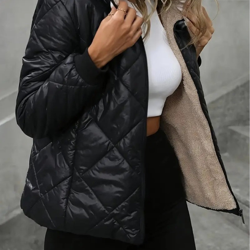 Telyra | Women’s casual warm jacket with a quilted hooded seasonal structure