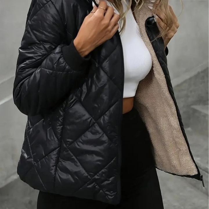 Telyra | Women’s casual warm jacket with a quilted hooded seasonal structure