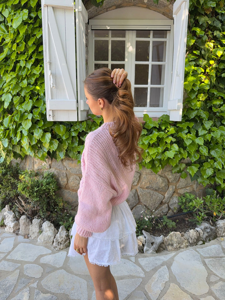 Rafa | Women’s cable knit sweater with balloon sleeves and ribbed hem