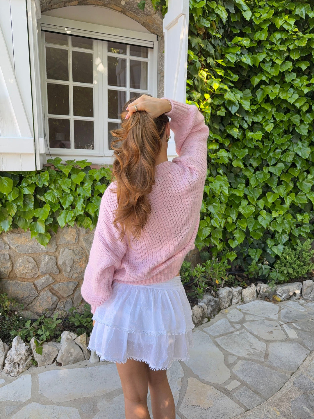 Rafa | Women’s cable knit sweater with balloon sleeves and ribbed hem