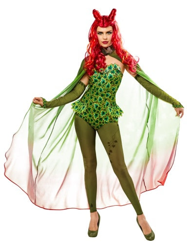 Emrie | Women’s Poison Ivy-inspired 4-piece costume set with cape and bodysuit