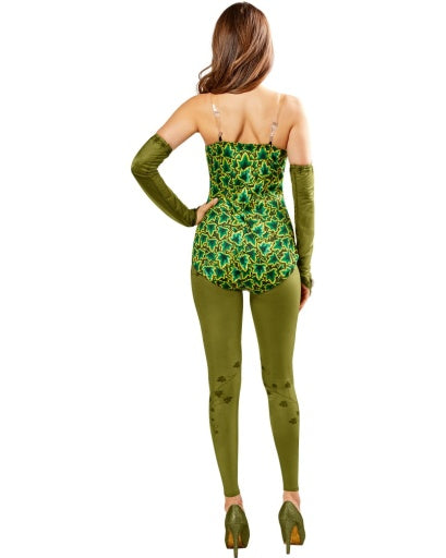 Emrie | Women’s Poison Ivy-inspired 4-piece costume set with cape and bodysuit