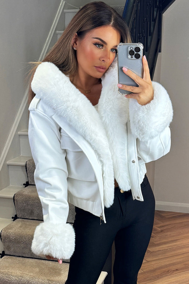 Kamari | Women’s faux fur bomber jacket with detachable trim