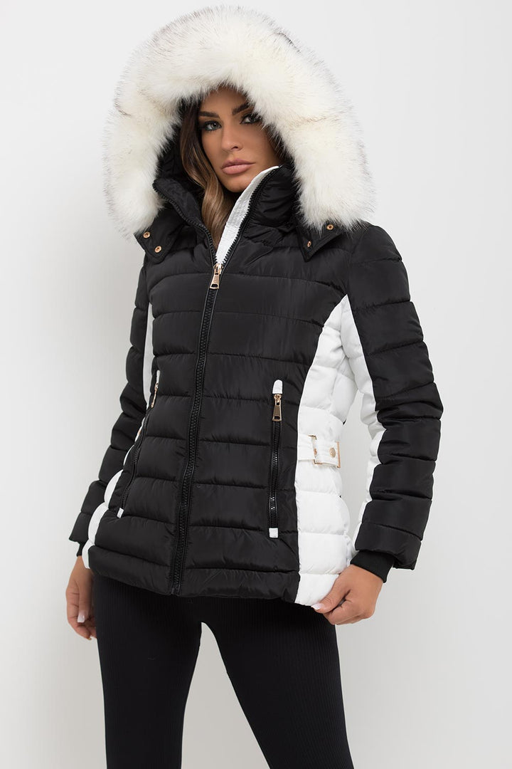 Nayelis | Women’s padded puffer jacket with detachable faux fur hood