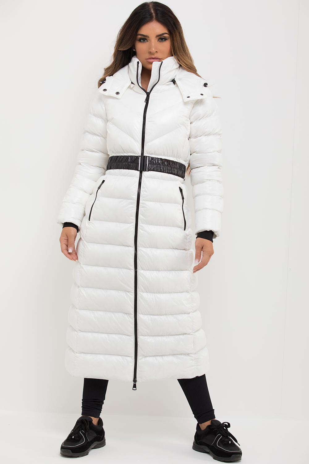 Aylin | Women’s longline hooded puffer coat with belt