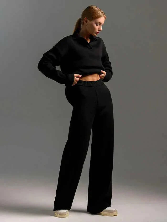 Noelle | Women's two-piece loungewear set with wide-leg pants