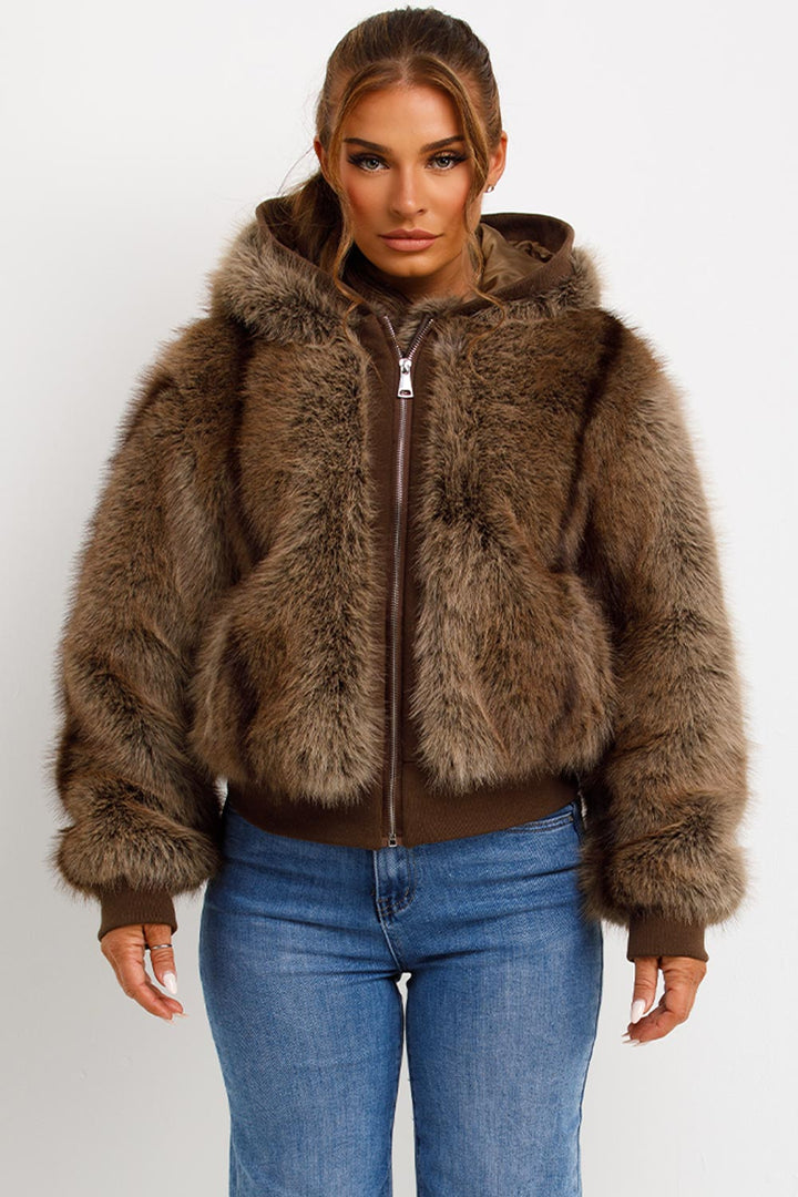 Natalie | Women’s hooded faux fur jacket